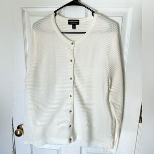 Vintage Lands' End Women's Cream Button-Up Cardigan